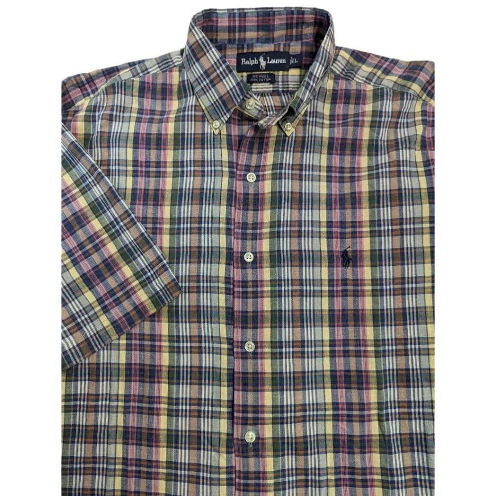Polo Ralph Lauren Men's Plaid McMeel Cotton Button Down Shirt Sz L EUC